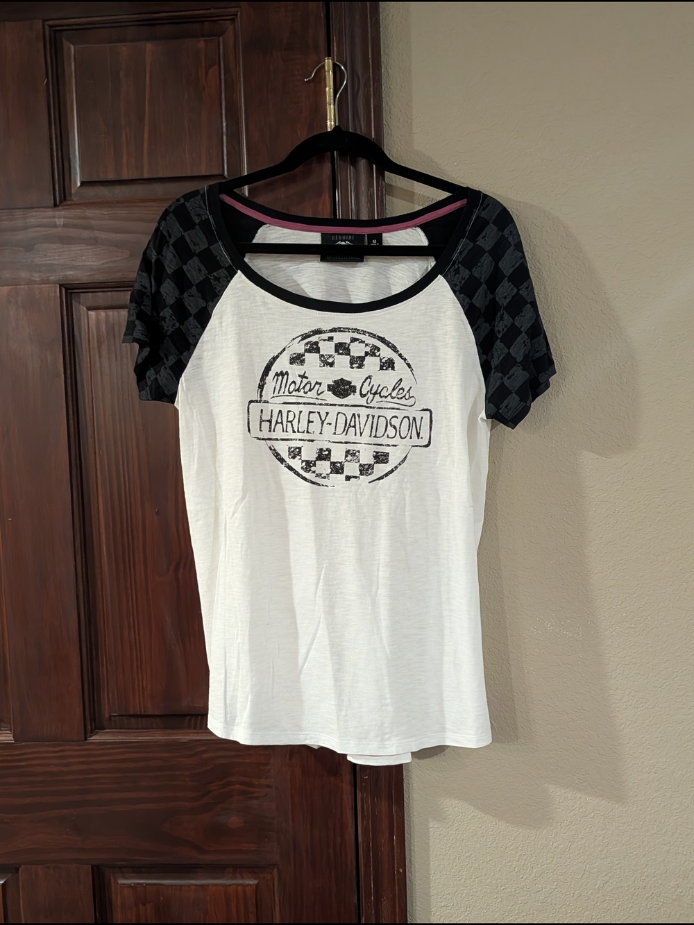 Harley-Davidson Women's White and Black Raglan Graphic Tee